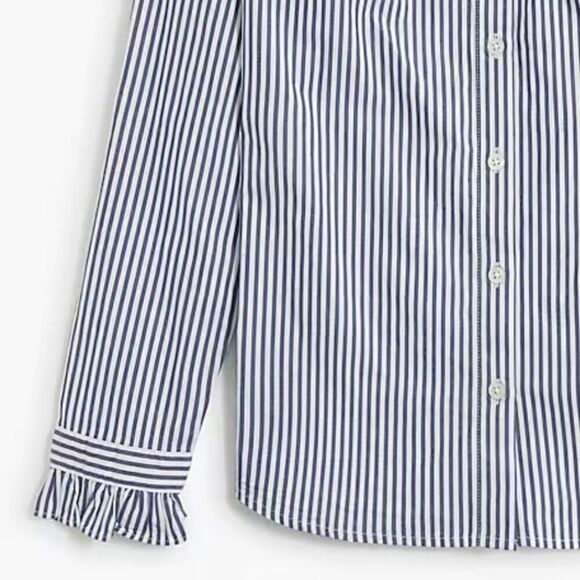 J. Crew Factory cd286 Striped ruffleneck button-up size 3X NWT - Picture 2 of 7